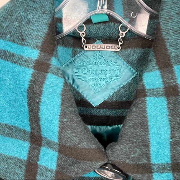 JOU JOU Plaid Wool Blend Lined Coat Jacket with Front Pockets Size XL - Picture 5 of 8